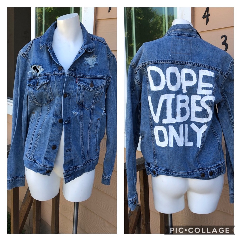 Levis “DOPE VIBES ONLY” one of a kind vint jacket